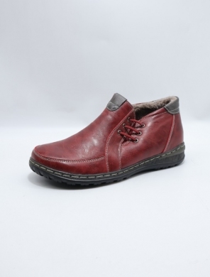 Botki damskie ocieplane na płaskim (37-42) 9667-4 RED/GREY