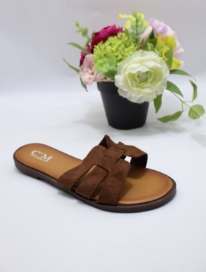 Klapki damskie na płaskim (36-41) 5290 BROWN