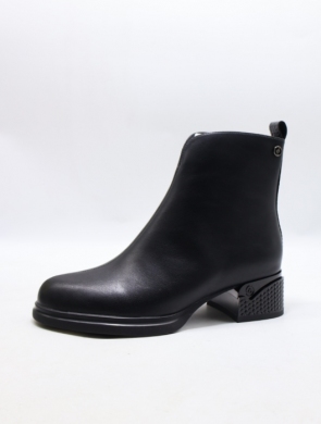 Botki damskie ocieplane na obcasie (36-41) B-201 BLACK-SKO