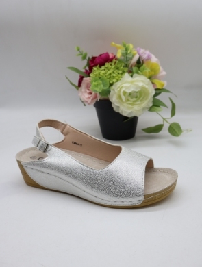 Sandały damskie na koturnie (36-41) C9904-12 SILVER