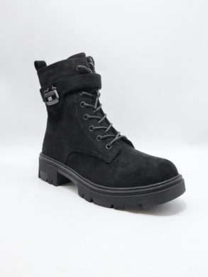 Botki damskie ocieplane na płaskim (36-41) 22030 BLACK