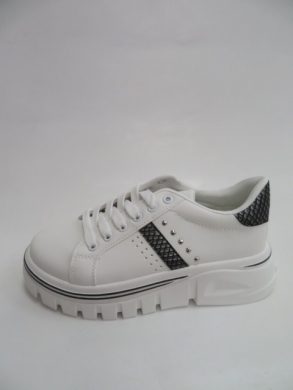 Buty sportowe damskie na płaskim (36-41) 88-25 WHITE/BLACK