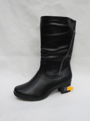Kozaki damskie ocieplane na obcasie (39-43) D881-21 BLACK