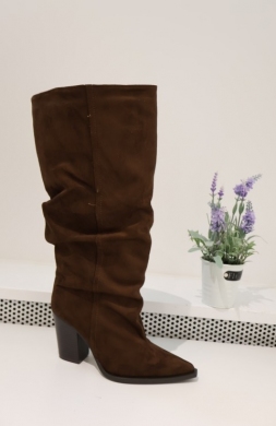 Kozaki damskie na obcasie (36-41) 2598A-1 BROWN