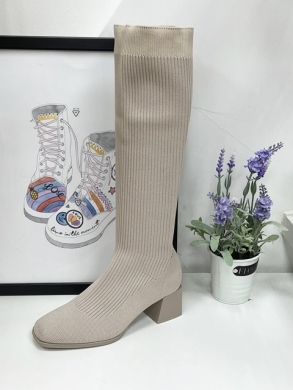 Kozaki damskie na obcasie (36-41) 8585A BEIGE