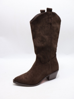 Kozaki damskie na obcasie (36-41) 7697 BROWN