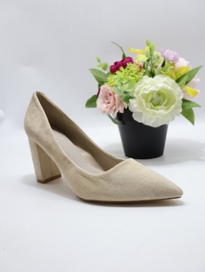 Czółenki damskie na obcasie (36-41) LE-274 BEIGE
