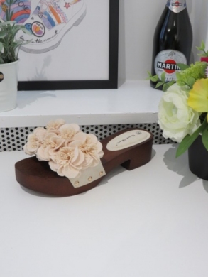 Klapki damskie na obcasie (36-41) LS177 BEIGE