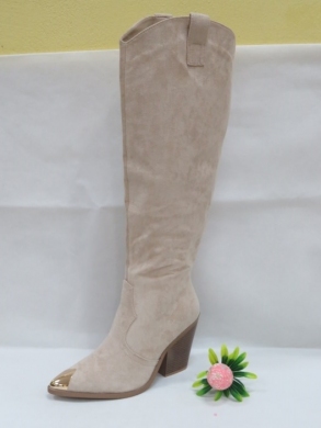 Kozaki damskie ocieplane na obcasie (36-41) 9353-1A BEIGE