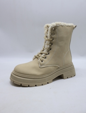 Botki damskie ocieplane na płaskim (36-41) S2313 BEIGE