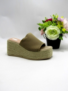 Klapki damskie na koturnie (36-41) 7237 KHAKI