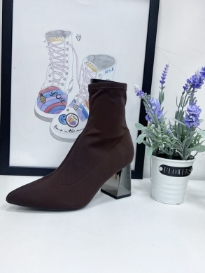 Botki damskie na obcasie (36-41) 5766 BROWN