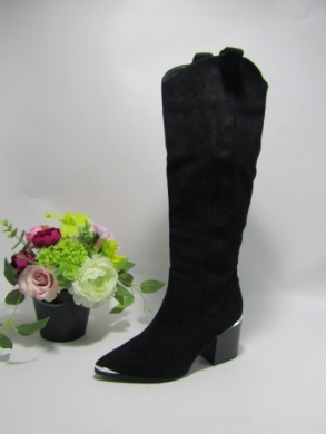 Kozaki damskie ocieplane na obcasie (36-41) 9578-1 BLACK