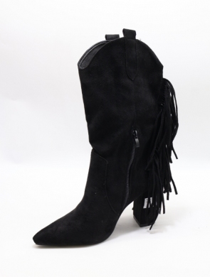 Kozaki damskie na obcasie (36-41) 2531A BLACK