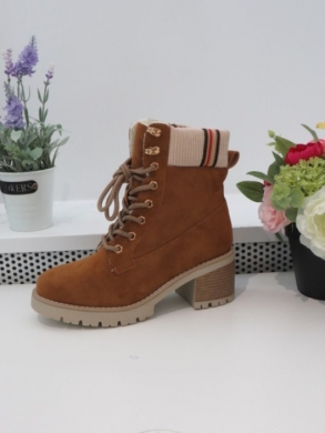Botki damskie ocieplane na obcasie (36-41) 1392-GA CAMEL