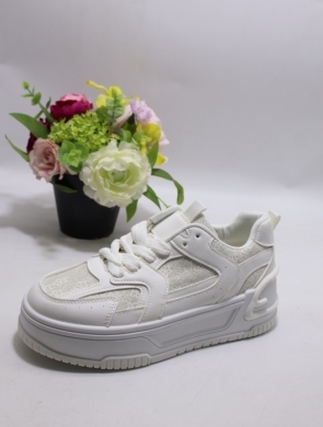 Buty sportowe damskie na płaskim (36-41) BO115 WHITE