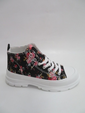 Trampki damskie na koturnie (36-41) G19 BLACK/FLOWER