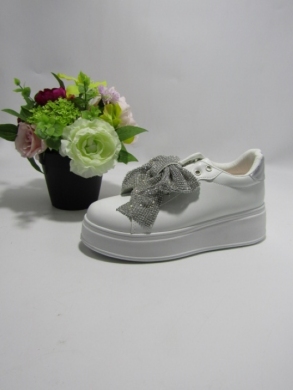 Buty sportowe damskie na płaskim (36-41) AD835 WHI/SILVER