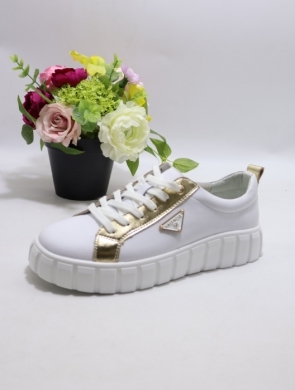 Buty sportowe damskie na płaskim (36-41) TH004 SKO WH/GOLD