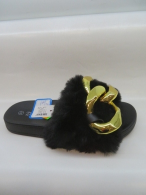 Klapki damskie z futerkiem (36-41) FF-006 BLACK