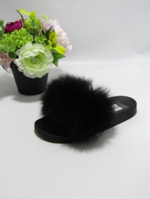 Klapki damskie z futerkiem (36-41) 018 BLACK