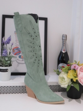 Kozaki damskie na obcasie (36-41) 8676 GREEN