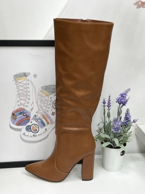 Kozaki damskie ocieplane na obcasie (36-41) KSL671 CAMEL