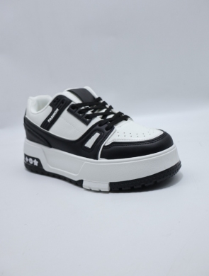 Buty sportowe damskie na płaskim (36-41) WW246 WHI/BLA