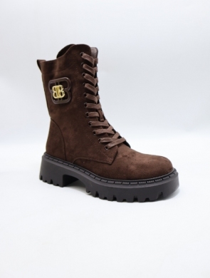 Botki damskie ocieplane na płaskim (36-41) QH7831 BROWN