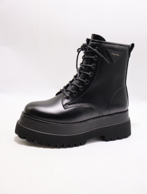 Botki damskie ocieplane na płaskim (36-41) 6141-1 BLACK