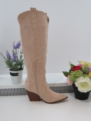 Kozaki damskie na obcasie (36-41) 8565 BEIGE