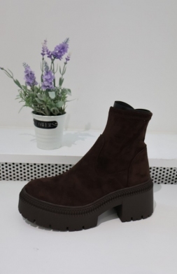 Botki damskie na obcasie (36-41) 9670A-1 BROWN