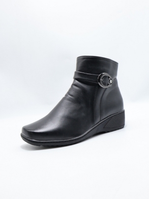 Botki damskie ocieplane na koturnie (39-43) B03T BLACK