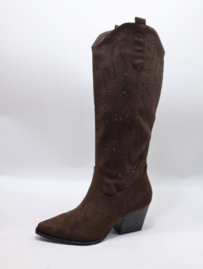 Kozaki damskie ocieplane na obcasie (36-41) 5757 BROWN