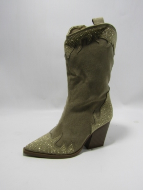 Kozaki damskie na obcasie (36-41) 9699A KHAKI