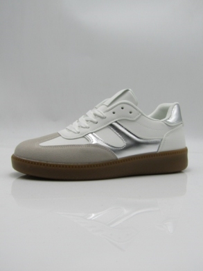 Buty sportowe damskie na płaskim (36-41) C-455 WH/SILVER