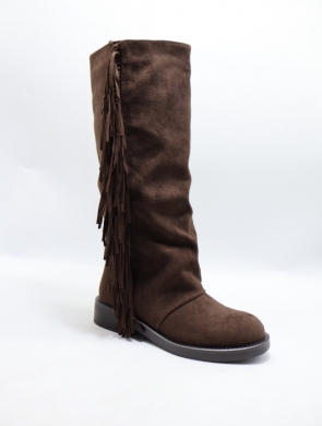 Kozaki damskie na płaskim (36-41) HQ385 BROWN