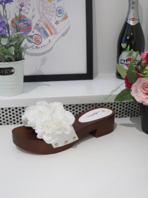 Klapki damskie na obcasie (36-41) MS9050 WHITE