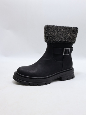 Botki damskie ocieplane na płaskim (36-41) KA23-16 BLACK