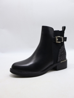 Botki damskie ocieplane na płaskim (36-41) SA198-1 BLACK