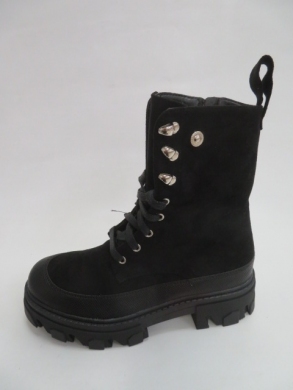 Kozaki damskie ocieplane na płaskim (36-41) 8502 BLACK
