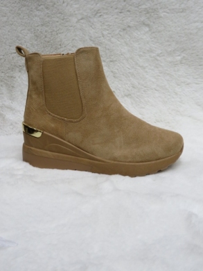 Botki damskie ocieplane na koturnie (36-41) 9730 KHAKI