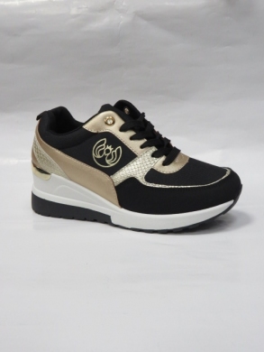 Buty sportowe damskie na koturnie (36-41) JLD-687 BLACK/GOLD