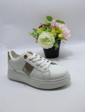 Buty sportowe damskie na płaskim (36-41) WW171 WH/GOLD