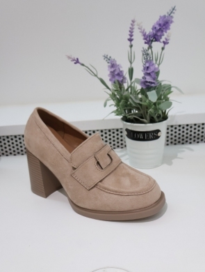 Półbuty damskie na obcasie (36-41) 9284 TAUPE