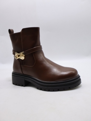 Botki damskie ocieplane na płaskim (36-41) BM192 BROWN