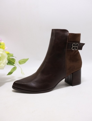 Botki damskie ocieplane na obcasie (36-41) 5855 BROWN