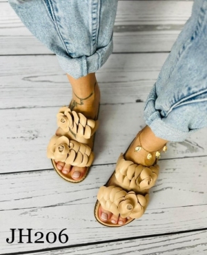 Klapki damskie na płaskim (36-41) JH206 BEIGE