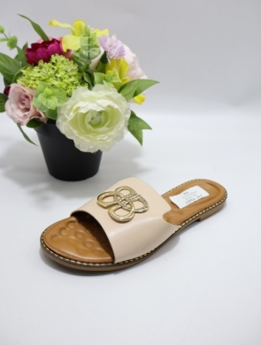 Klapki damskie na płaskim (36-41) 66-232 BEIGE