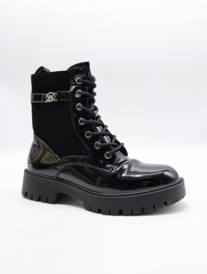 Botki damskie ocieplane na płaskim (36-41) 6074-2 BLACK